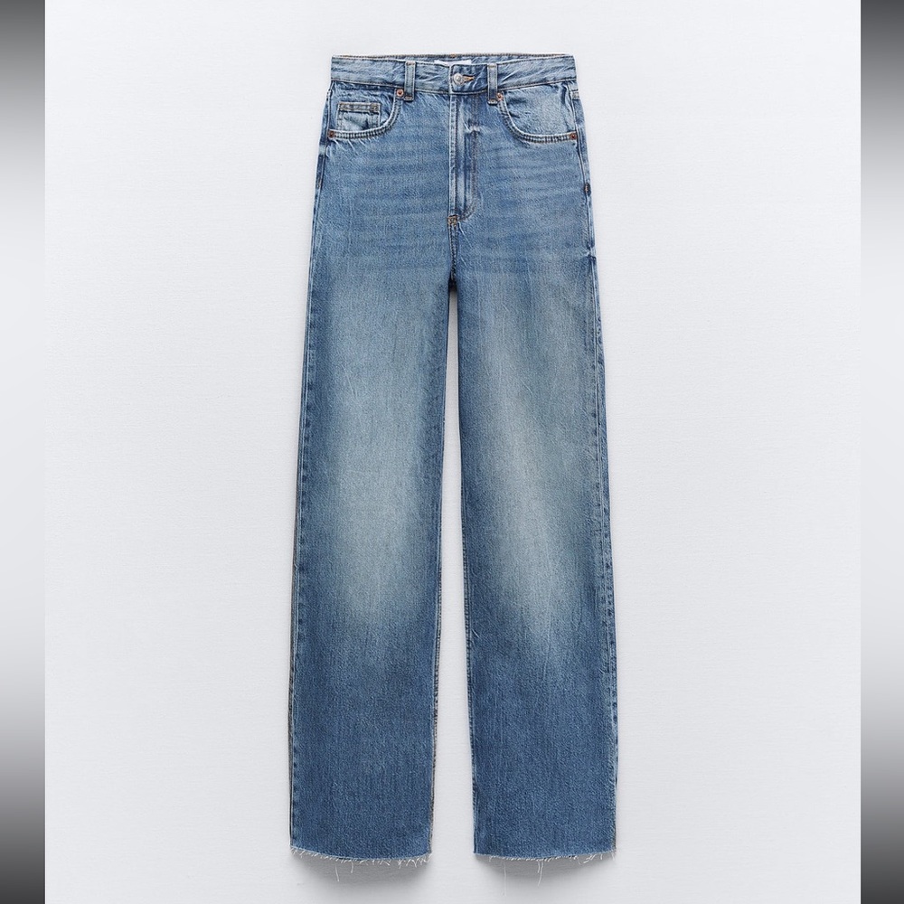Zara TRF High Rise Wide Leg Jeans